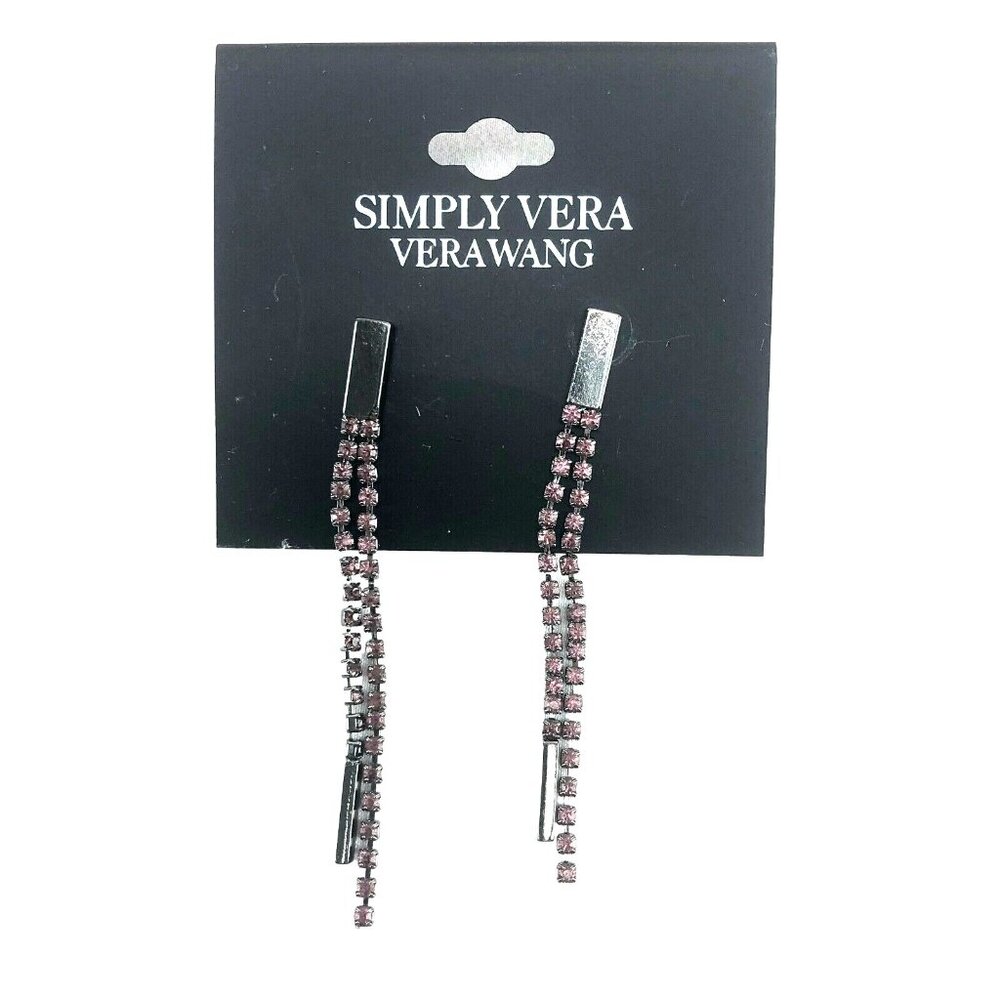 Simply Vera by Vera Wang Earrings Dark-tone Pink Dangle Rhinestone